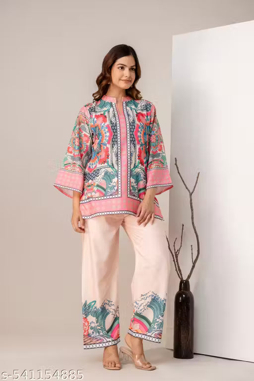 Premium Fusion Ethnic Women's multi color Co-ord set.