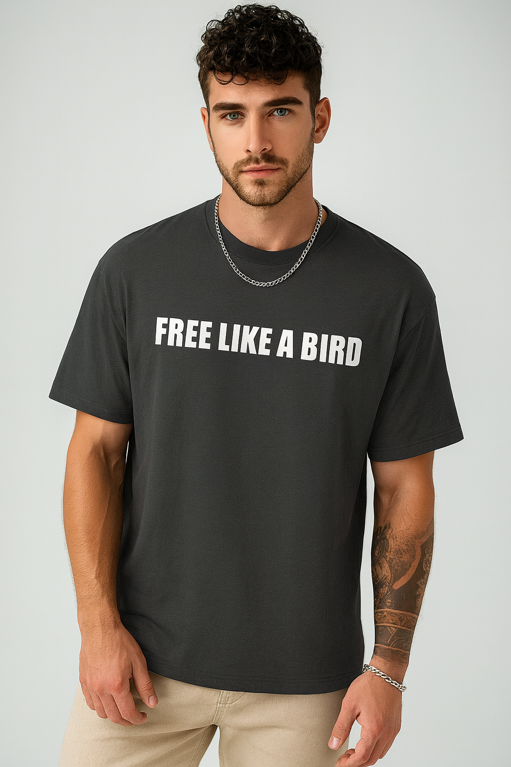 Men's Stylish Oversized Graphic Printed 3/4th Sleeve T-Shirt