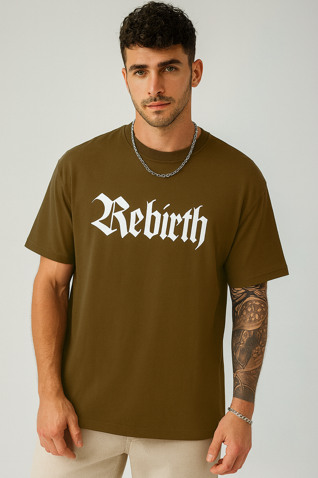 Men's Stylish Oversized Graphic Printed 3/4th Sleeve T-Shirt