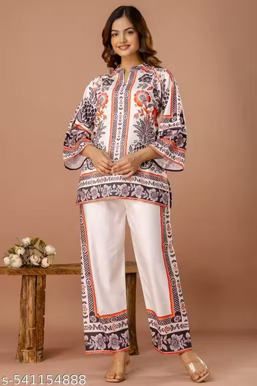 Premium Fusion Ethnic Women's multi color Co-ord set.