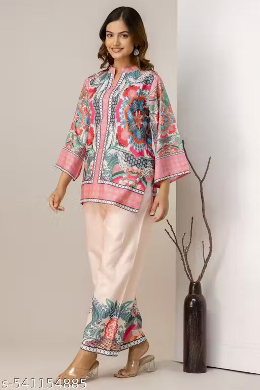 Premium Fusion Ethnic Women's multi color Co-ord set.