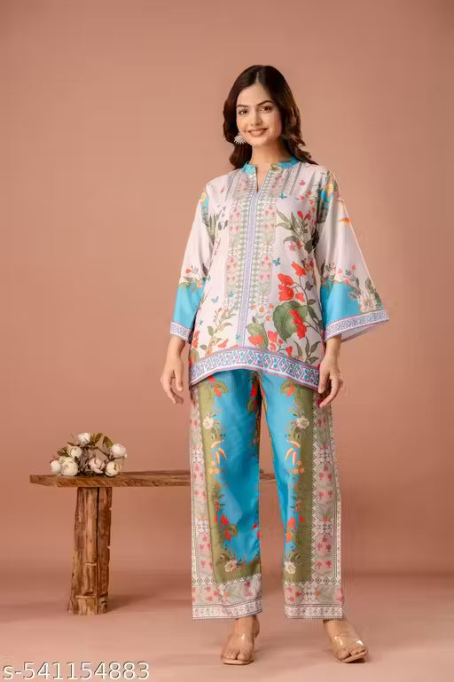 Premium Fusion Ethnic Women's multi color Co-ord set.