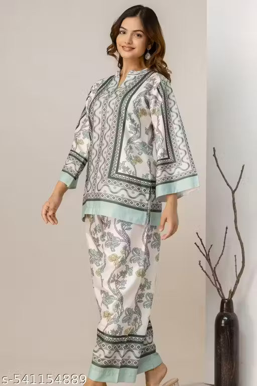 Premium Fusion Ethnic Women's multi color Co-ord set.