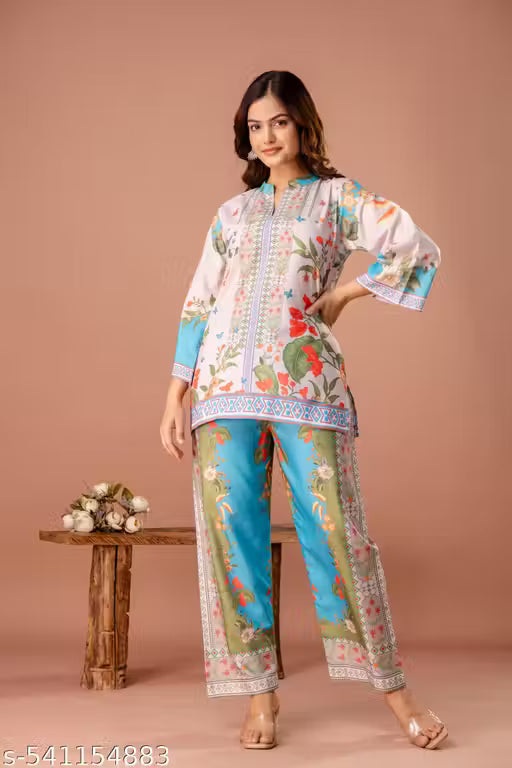 Premium Fusion Ethnic Women's multi color Co-ord set.