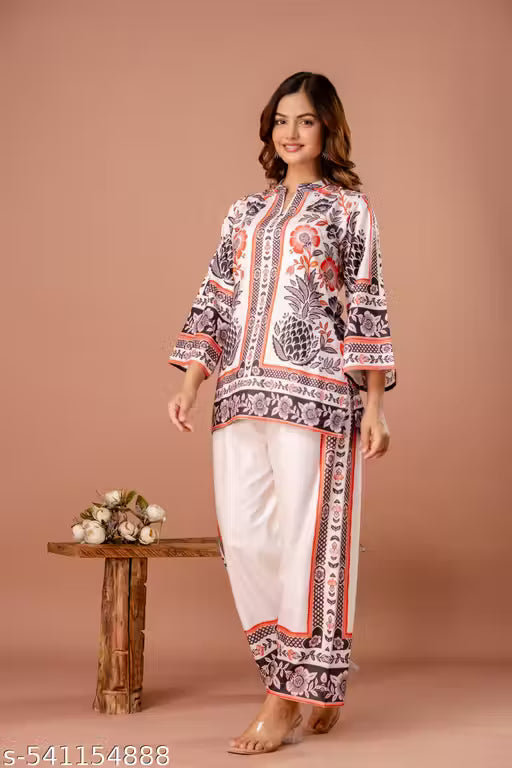 Premium Fusion Ethnic Women's multi color Co-ord set.