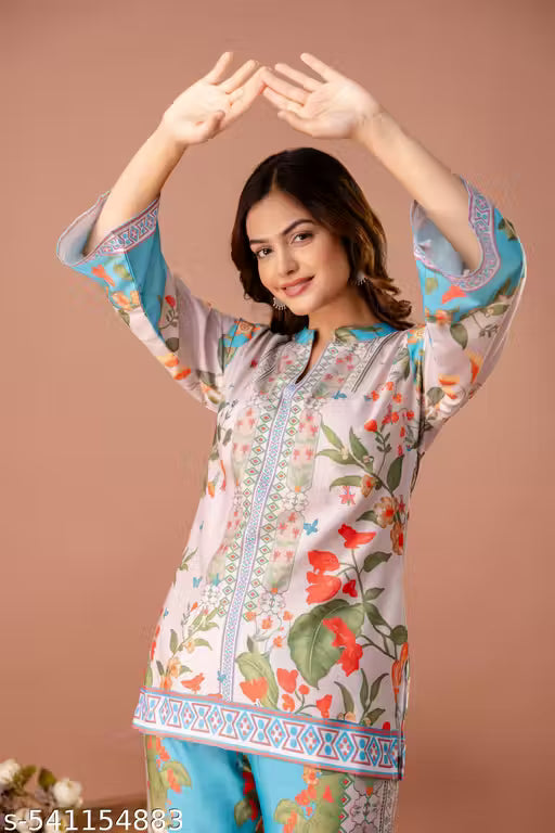 Premium Fusion Ethnic Women's multi color Co-ord set.