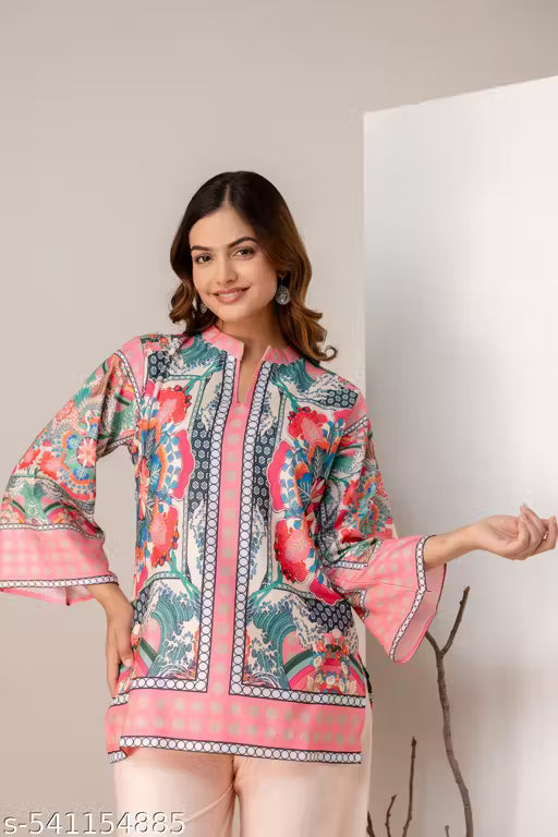 Premium Fusion Ethnic Women's multi color Co-ord set.