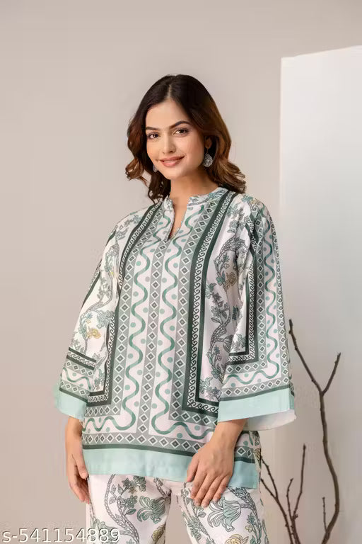 Premium Fusion Ethnic Women's multi color Co-ord set.